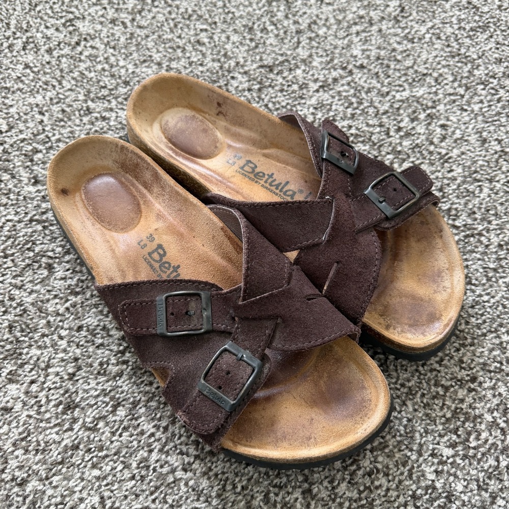 Betula By Birkenstock Lugano Soft Footbed Leather Slides Size 39 EU 8 US Women's